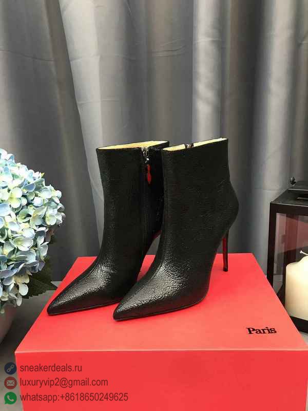 CHRISTIAN LOUBOUTIN WOMEN ANKLE BOOTS BLACK PRINTED LEATHER D8003380